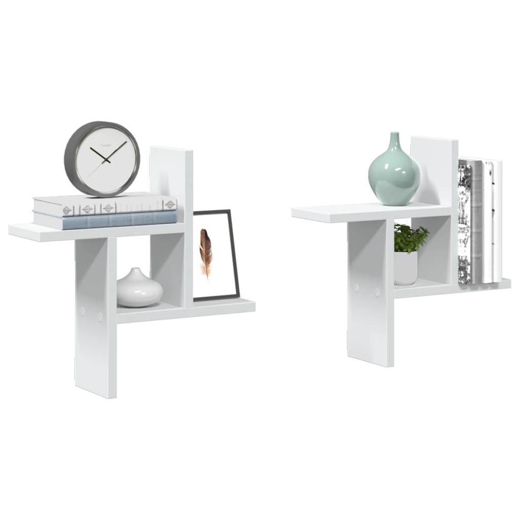 VidaXL Wandschappen 2 st 38x12x38 cm bewerkt hout wit