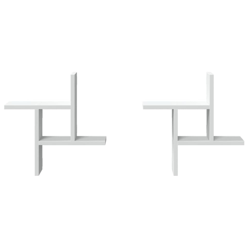 VidaXL Wandschappen 2 st 38x12x38 cm bewerkt hout wit