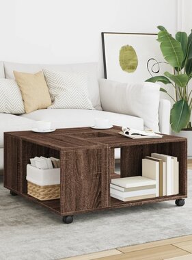 VidaXL Salontafel 80x80x40 cm bewerkt hout bruin eikenkleur