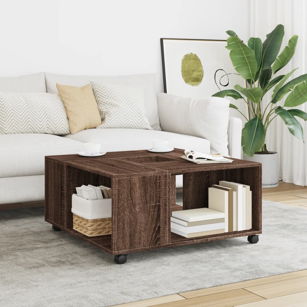 VidaXL Salontafel 80x80x40 cm bewerkt hout bruin eikenkleur