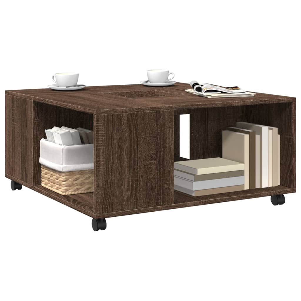 VidaXL Salontafel 80x80x40 cm bewerkt hout bruin eikenkleur