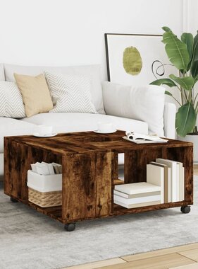 VidaXL Salontafel 80x80x40 cm bewerkt hout gerookt eikenkleurig