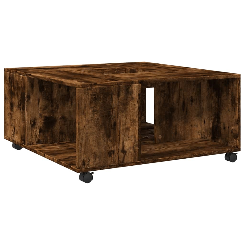 VidaXL Salontafel 80x80x40 cm bewerkt hout gerookt eikenkleurig