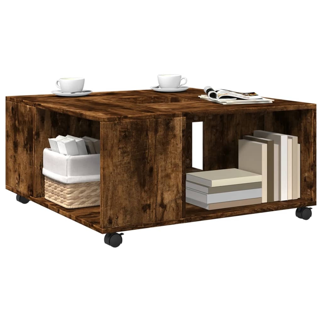 VidaXL Salontafel 80x80x40 cm bewerkt hout gerookt eikenkleurig