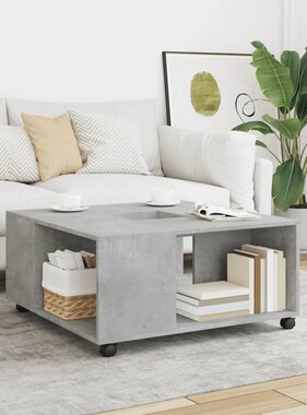 VidaXL Salontafel 80x80x40 cm bewerkt hout betongrijs
