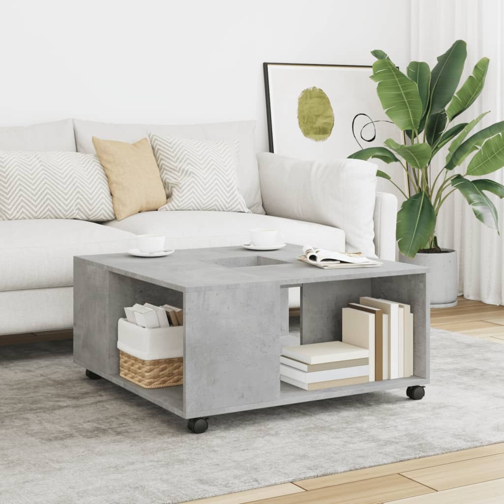 VidaXL Salontafel 80x80x40 cm bewerkt hout betongrijs