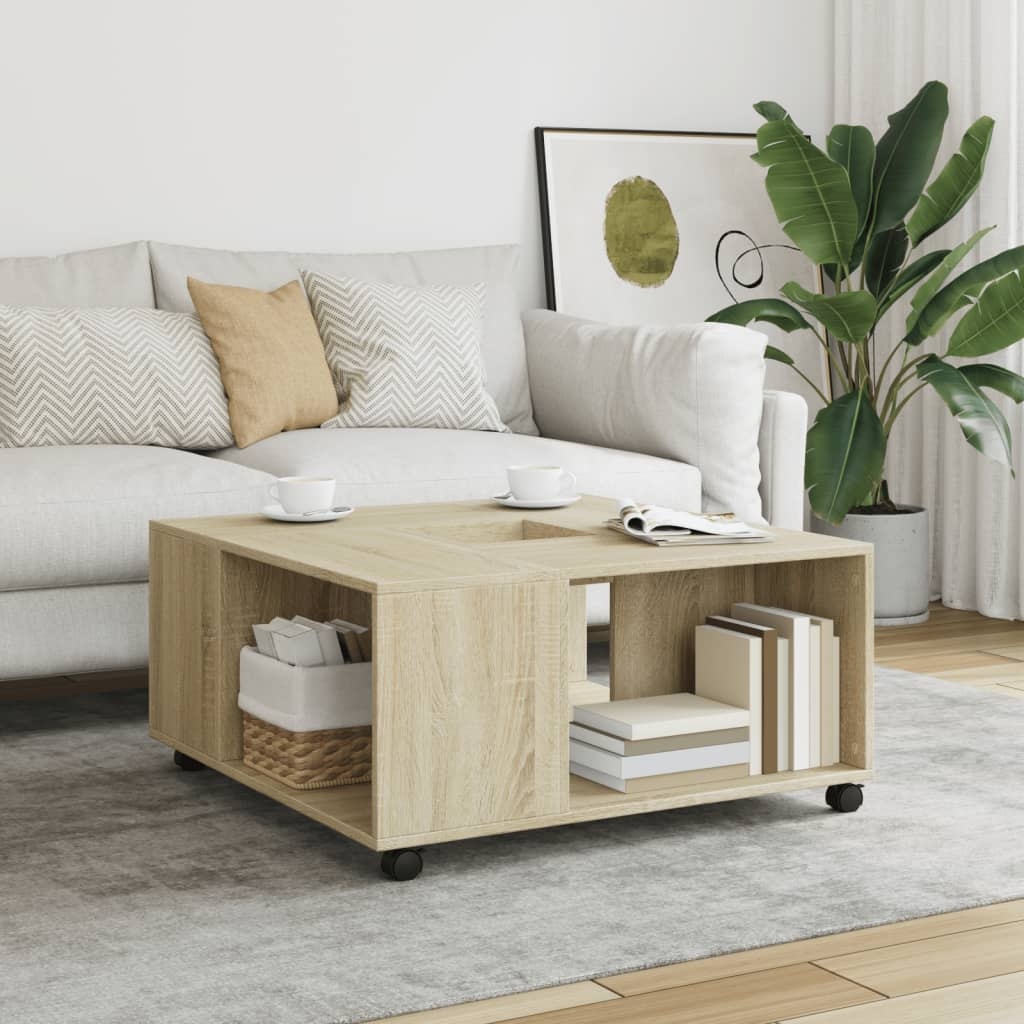 VidaXL Salontafel 80x80x40 cm bewerkt hout sonoma eikenkleurig