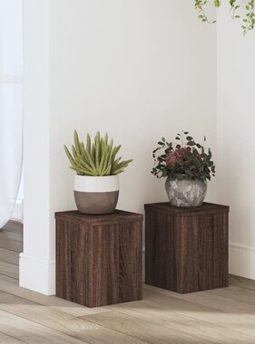 VidaXL Plantenstandaards 2 st 15x15x20 cm bewerkt hout bruin eiken