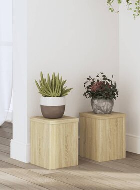 VidaXL Plantenstandaards 2 st 15x15x20 cm bewerkt hout sonoma eiken