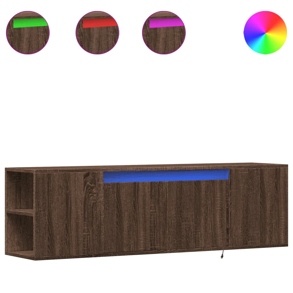 VidaXL Tv-wandmeubel met LED-verlichting 135x31x39,5 cm bruin eiken