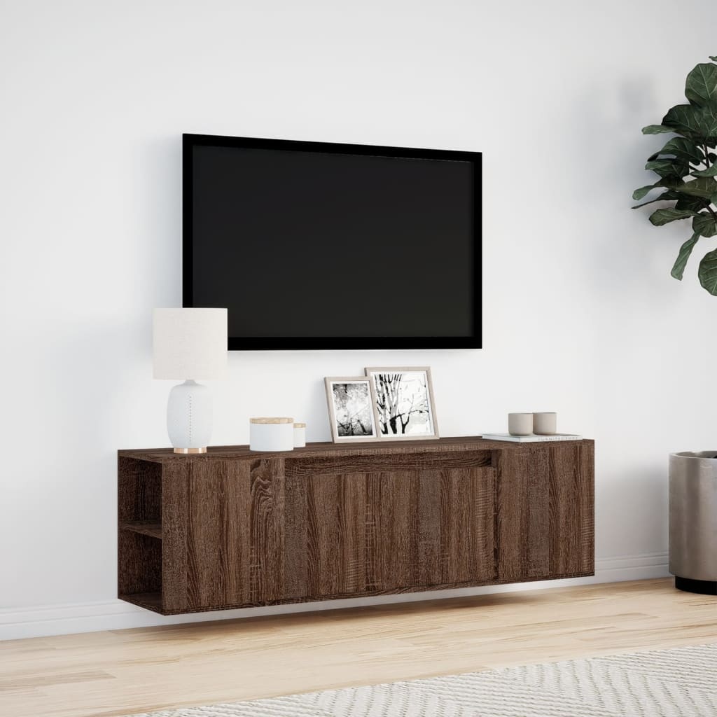VidaXL Tv-wandmeubel met LED-verlichting 135x31x39,5 cm bruin eiken