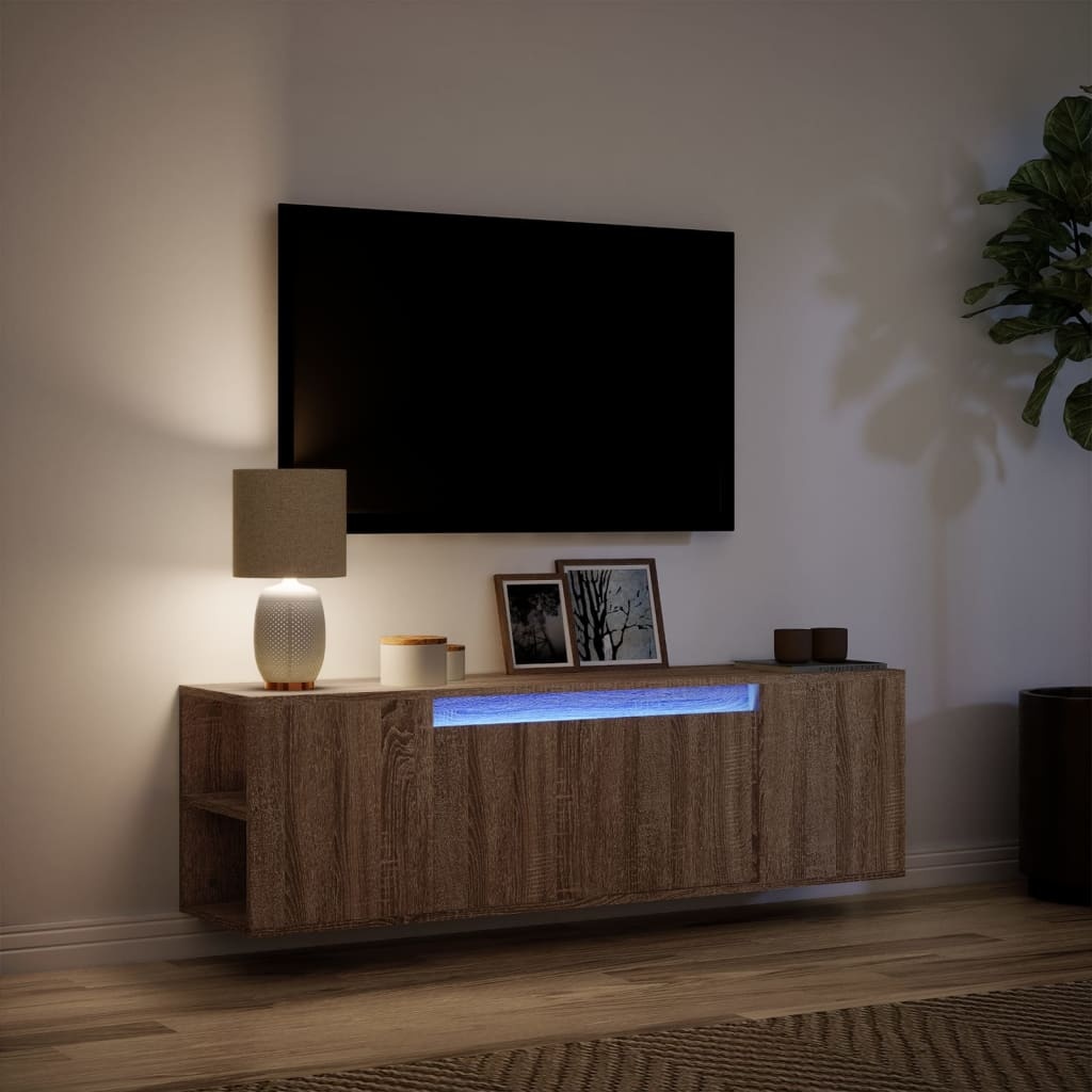 VidaXL Tv-wandmeubel met LED-verlichting 135x31x39,5 cm bruin eiken