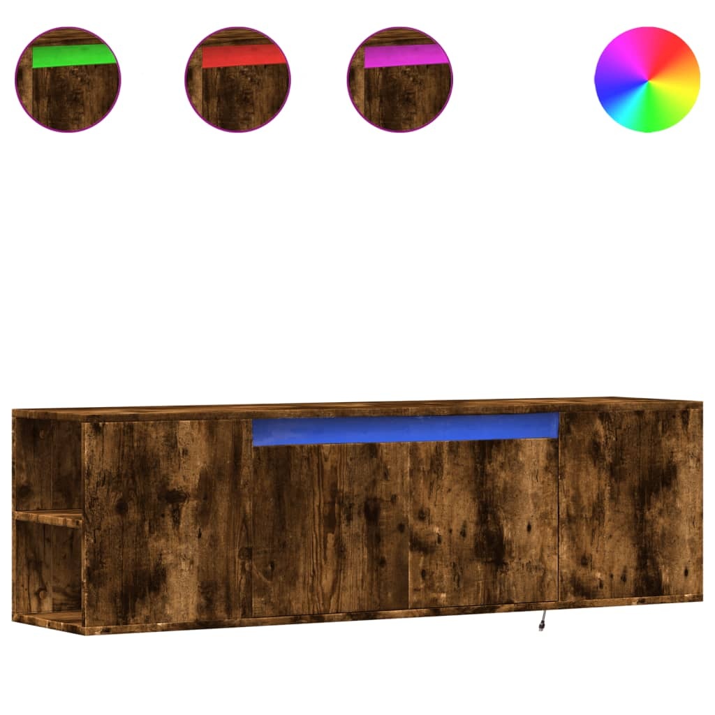 VidaXL Tv-wandmeubel met LED-verlichting 135x31x39,5 cm gerookt eiken