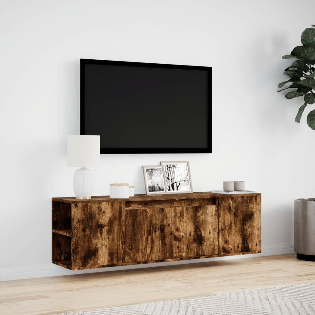 VidaXL Tv-wandmeubel met LED-verlichting 135x31x39,5 cm gerookt eiken