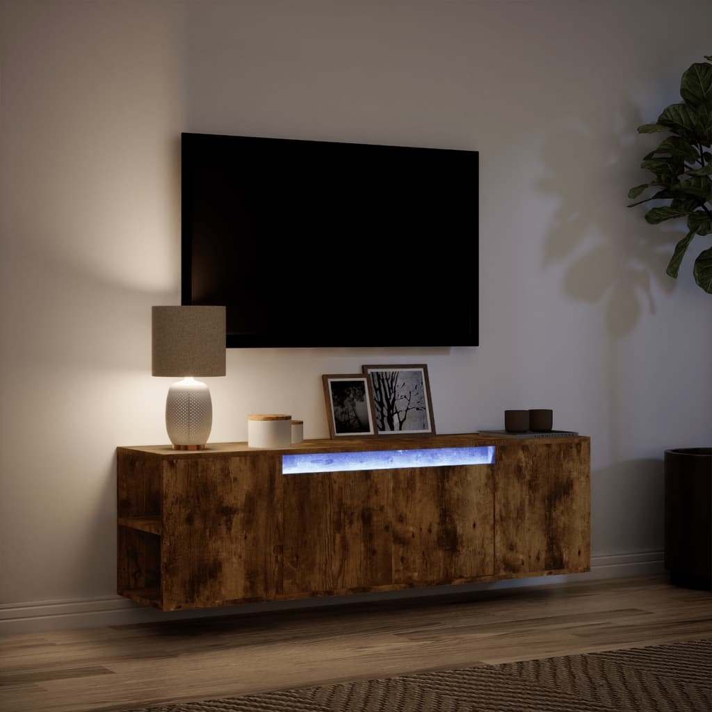 VidaXL Tv-wandmeubel met LED-verlichting 135x31x39,5 cm gerookt eiken