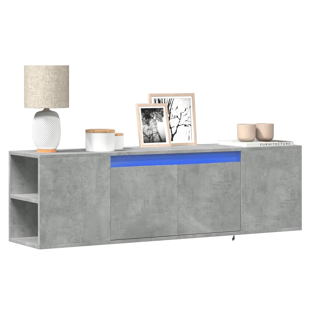 VidaXL Tv-wandmeubel met LED-verlichting 135x31x39,5 cm betongrijs