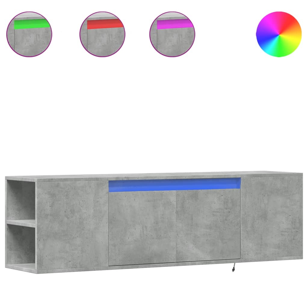 VidaXL Tv-wandmeubel met LED-verlichting 135x31x39,5 cm betongrijs