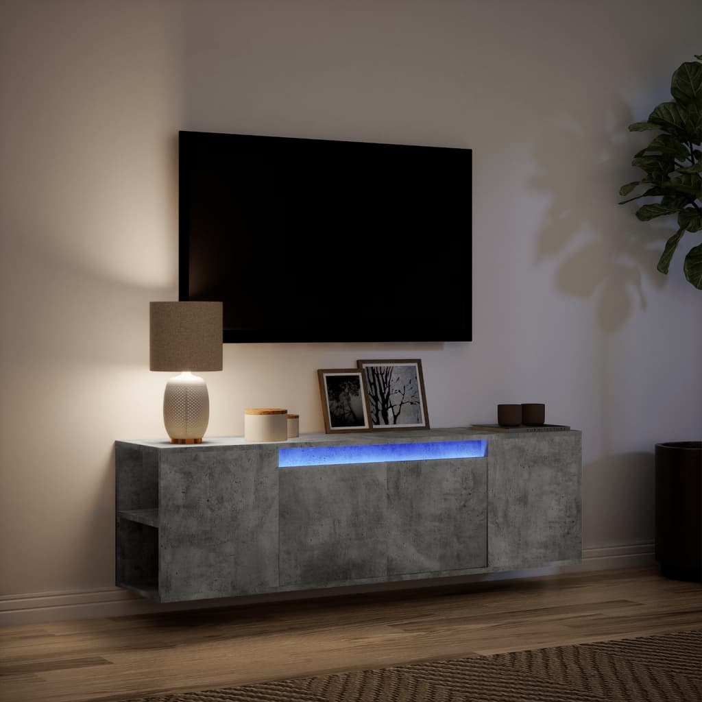 VidaXL Tv-wandmeubel met LED-verlichting 135x31x39,5 cm betongrijs