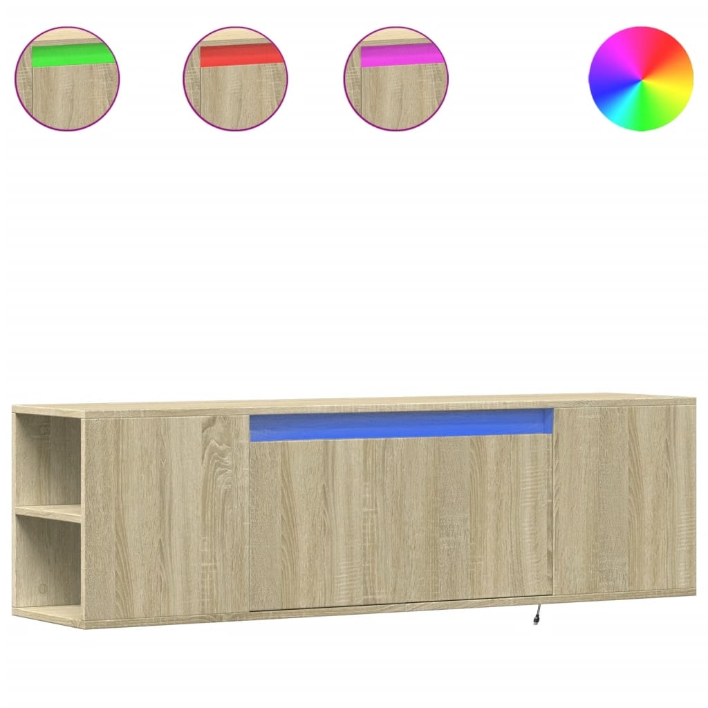 VidaXL Tv-wandmeubel met LED-verlichting 135x31x39,5 cm sonoma eiken