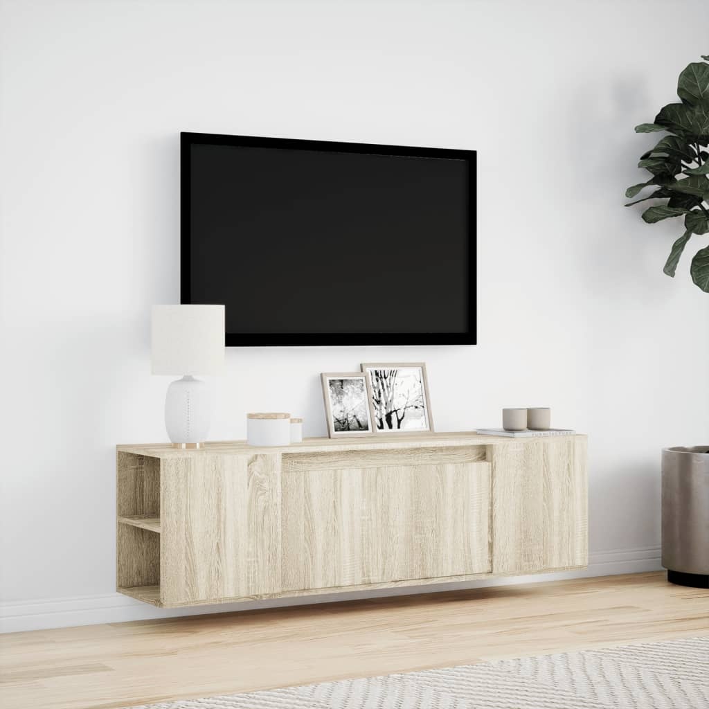 VidaXL Tv-wandmeubel met LED-verlichting 135x31x39,5 cm sonoma eiken