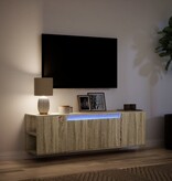 VidaXL Tv-wandmeubel met LED-verlichting 135x31x39,5 cm sonoma eiken