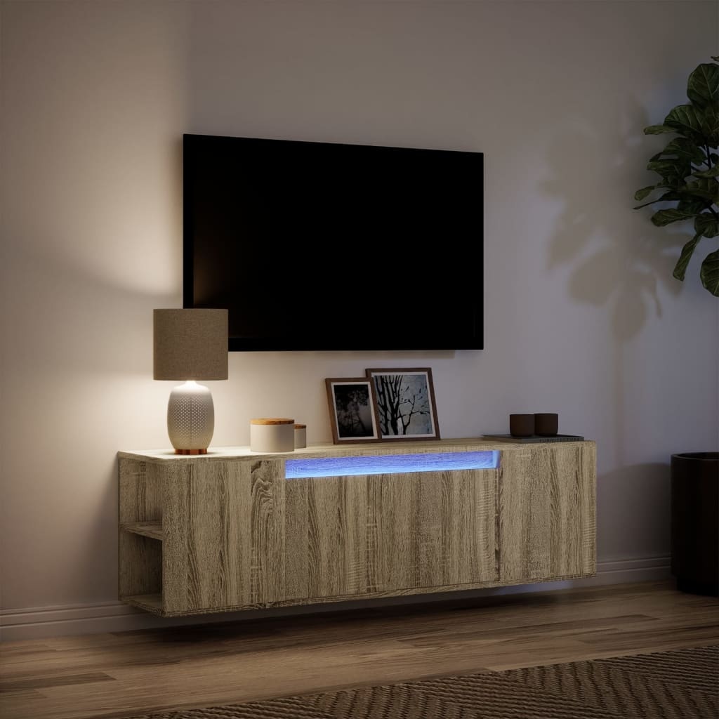 VidaXL Tv-wandmeubel met LED-verlichting 135x31x39,5 cm sonoma eiken