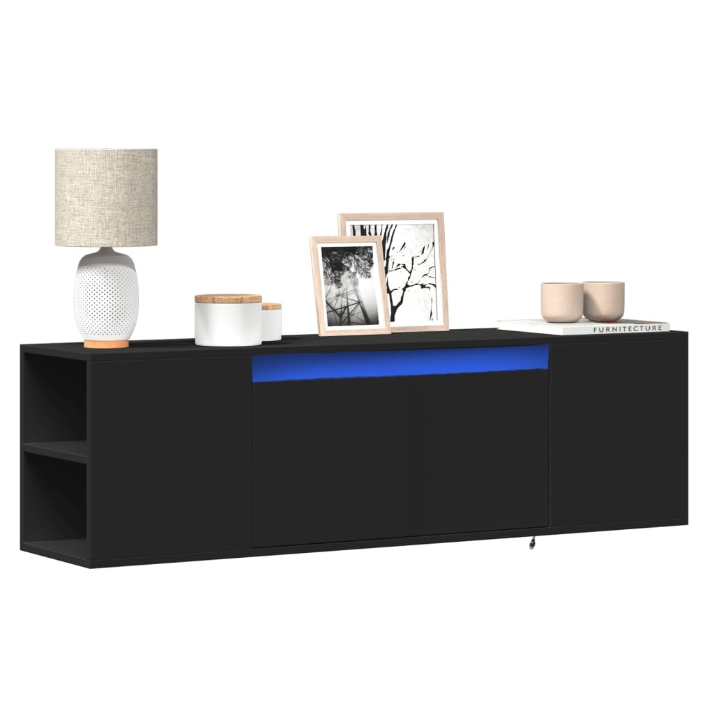VidaXL Tv-wandmeubel met LED-verlichting 135x31x39,5 cm zwart