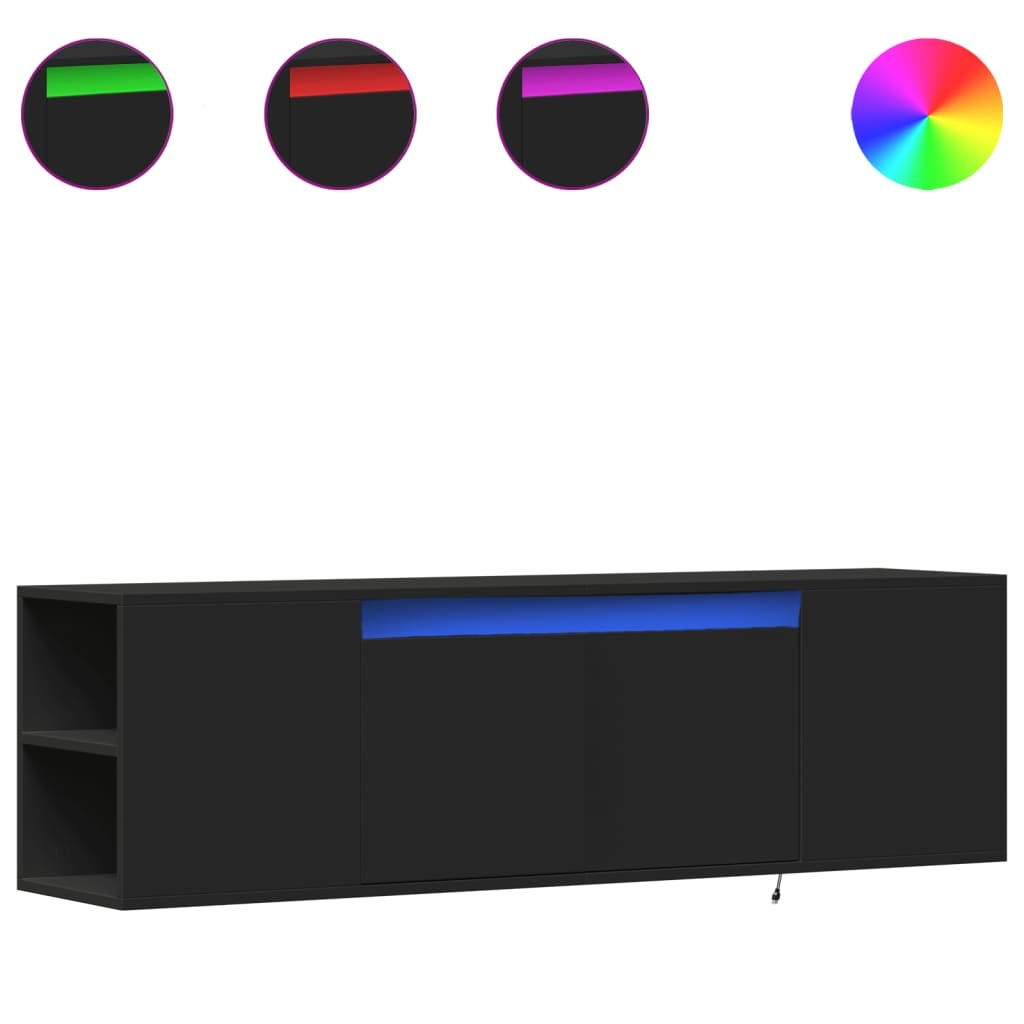 VidaXL Tv-wandmeubel met LED-verlichting 135x31x39,5 cm zwart