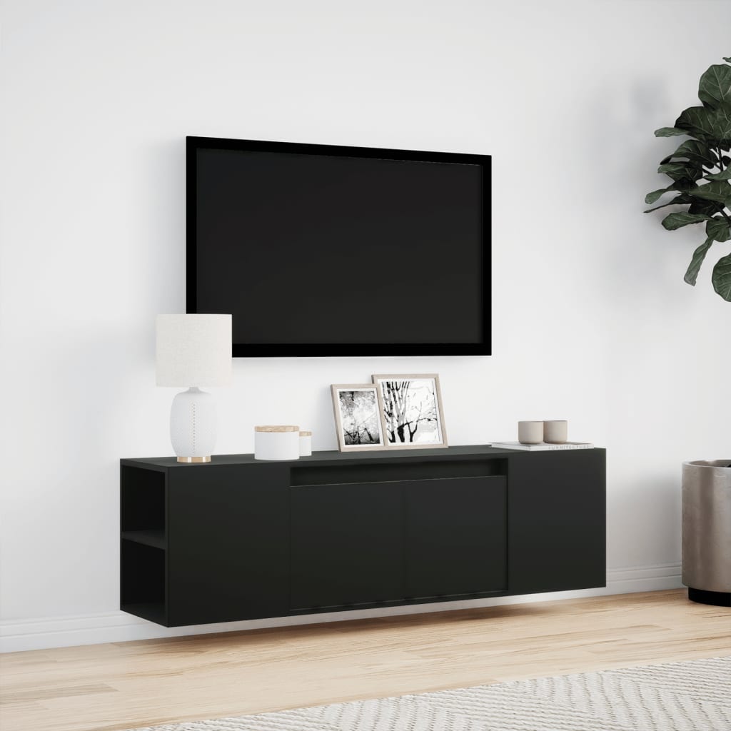 VidaXL Tv-wandmeubel met LED-verlichting 135x31x39,5 cm zwart