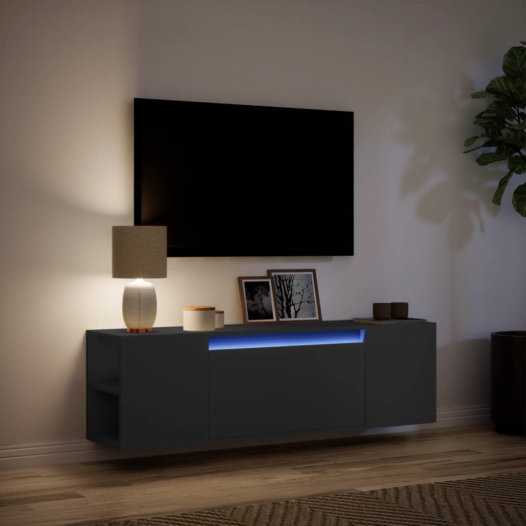 VidaXL Tv-wandmeubel met LED-verlichting 135x31x39,5 cm zwart