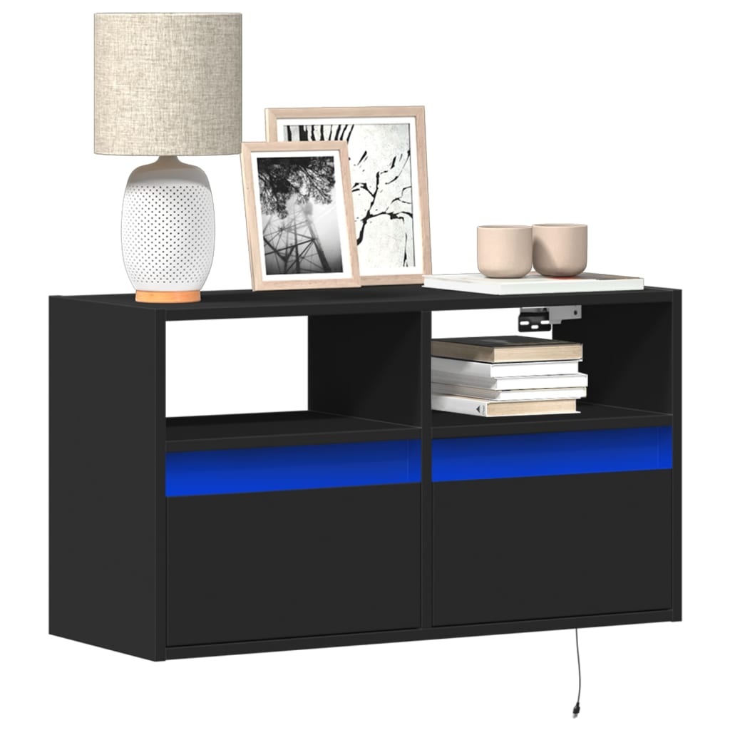 VidaXL Tv-wandmeubel met LED-verlichting 80x31x45 cm zwart