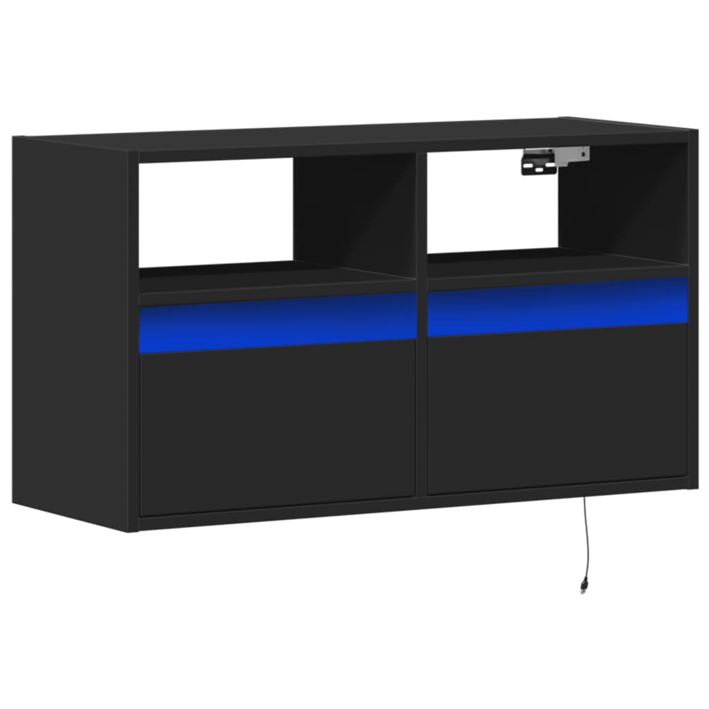 VidaXL Tv-wandmeubel met LED-verlichting 80x31x45 cm zwart