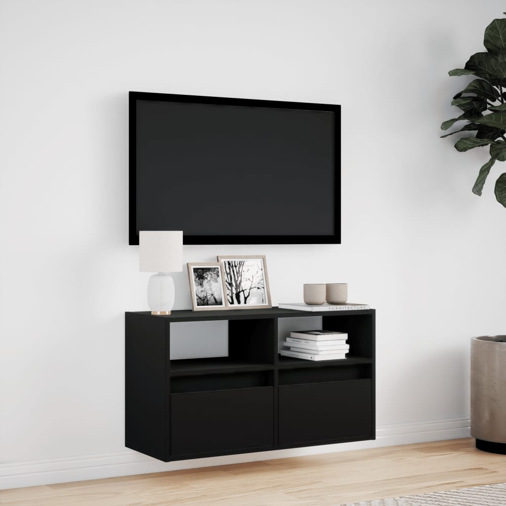VidaXL Tv-wandmeubel met LED-verlichting 80x31x45 cm zwart