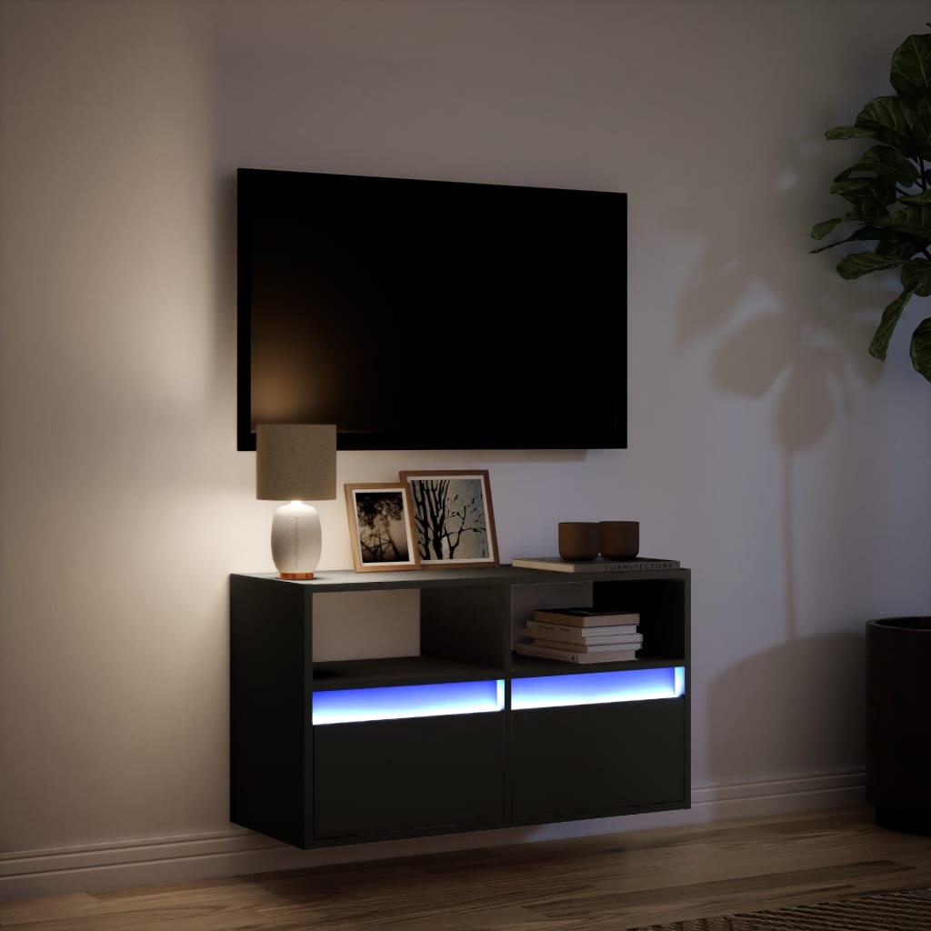 VidaXL Tv-wandmeubel met LED-verlichting 80x31x45 cm zwart