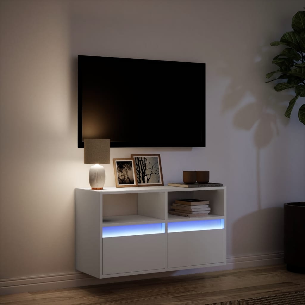 VidaXL Tv-wandmeubel met LED-verlichting 80x31x45 cm wit