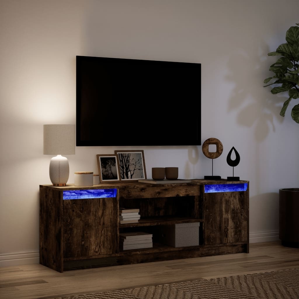 VidaXL Tv-meubel met LED 139,5x34x50 cm bewerkt hout gerookt eiken