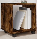 VidaXL Rolkast 37x33x42,5 cm bewerkt hout gerookt eikenkleurig