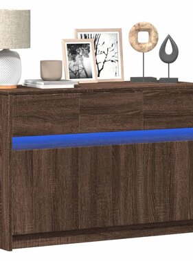 VidaXL Tv-meubel met LED 91x34x61 cm bewerkt hout bruin eikenkleurig
