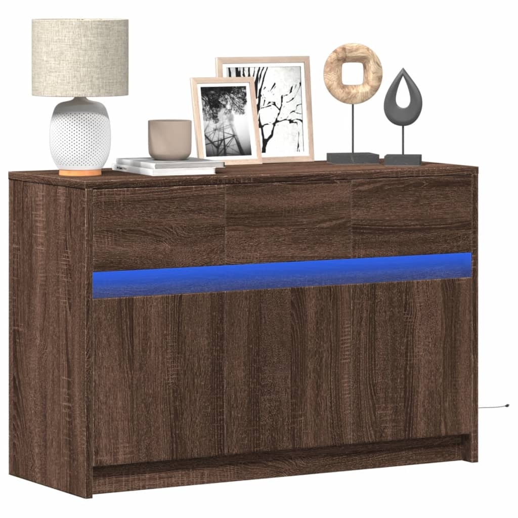 VidaXL Tv-meubel met LED 91x34x61 cm bewerkt hout bruin eikenkleurig