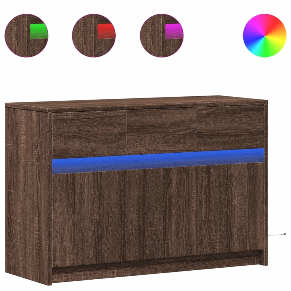 VidaXL Tv-meubel met LED 91x34x61 cm bewerkt hout bruin eikenkleurig