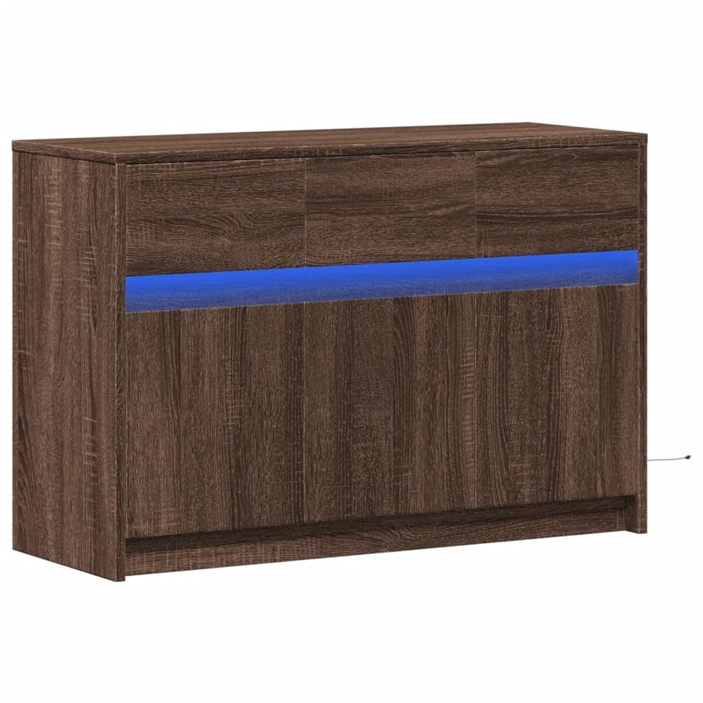 VidaXL Tv-meubel met LED 91x34x61 cm bewerkt hout bruin eikenkleurig
