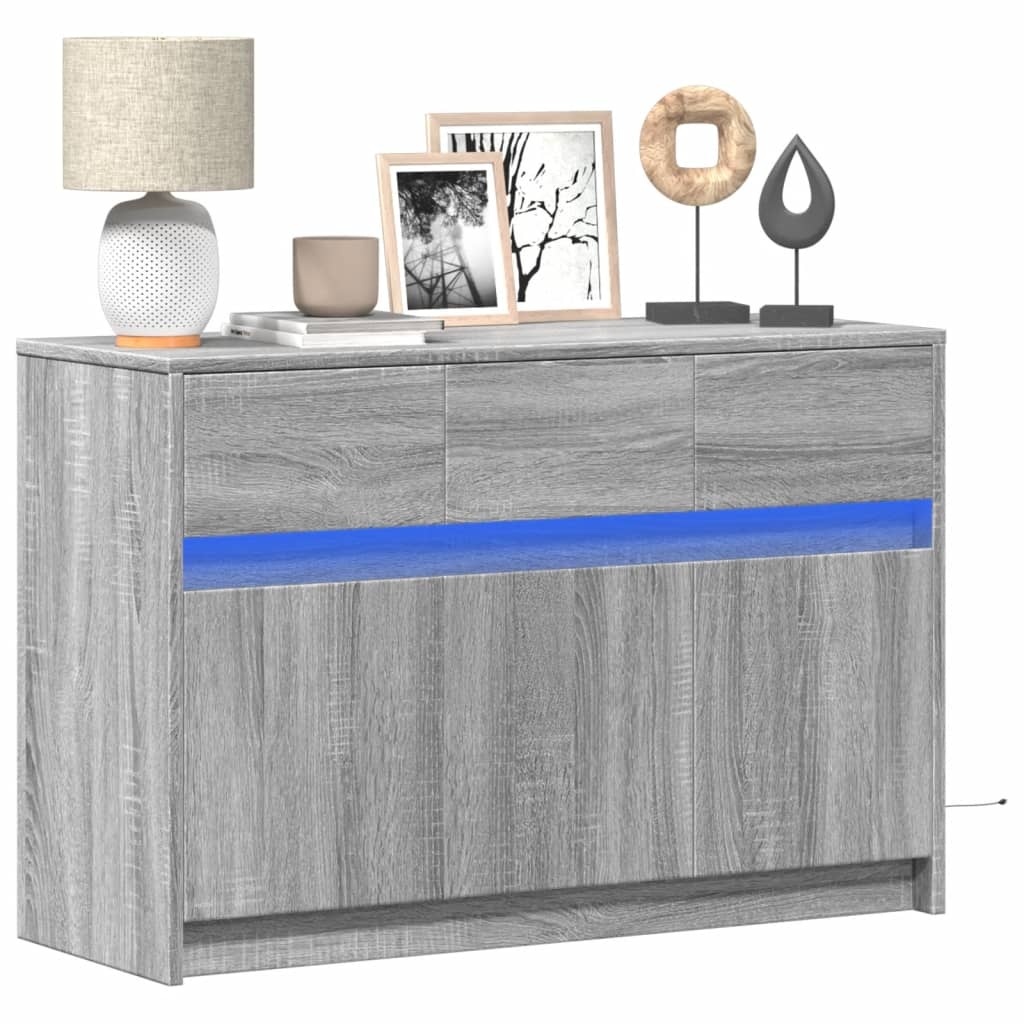 VidaXL Tv-meubel met LED 91x34x61 cm bewerkt hout grijs sonoma eiken