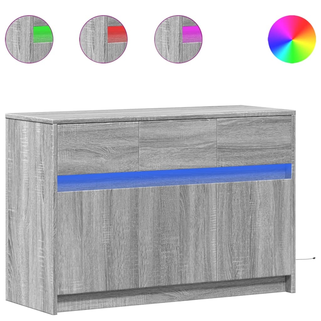 VidaXL Tv-meubel met LED 91x34x61 cm bewerkt hout grijs sonoma eiken