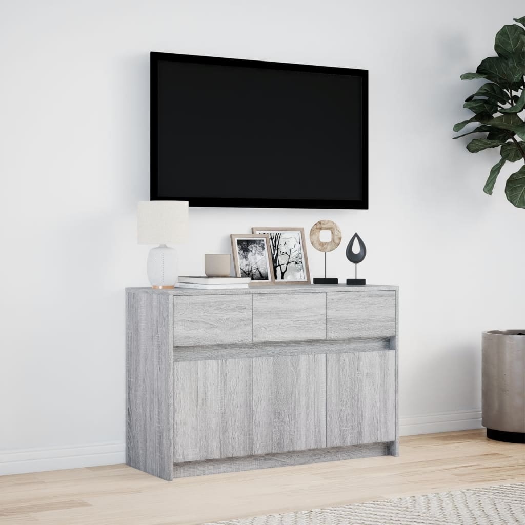 VidaXL Tv-meubel met LED 91x34x61 cm bewerkt hout grijs sonoma eiken