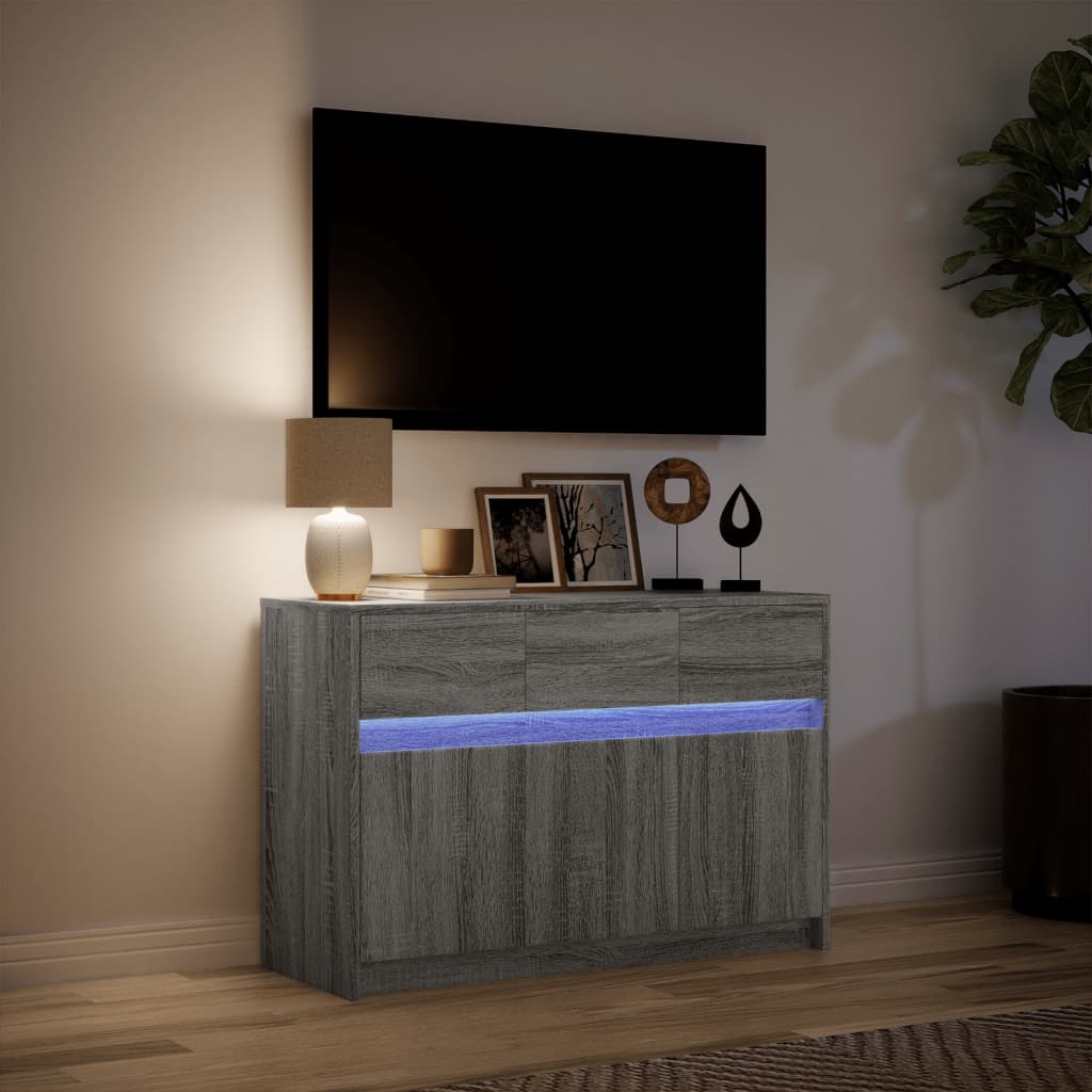 VidaXL Tv-meubel met LED 91x34x61 cm bewerkt hout grijs sonoma eiken