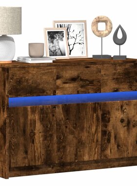 VidaXL Tv-meubel met LED 91x34x61 cm bewerkt hout gerookt eikenkleur