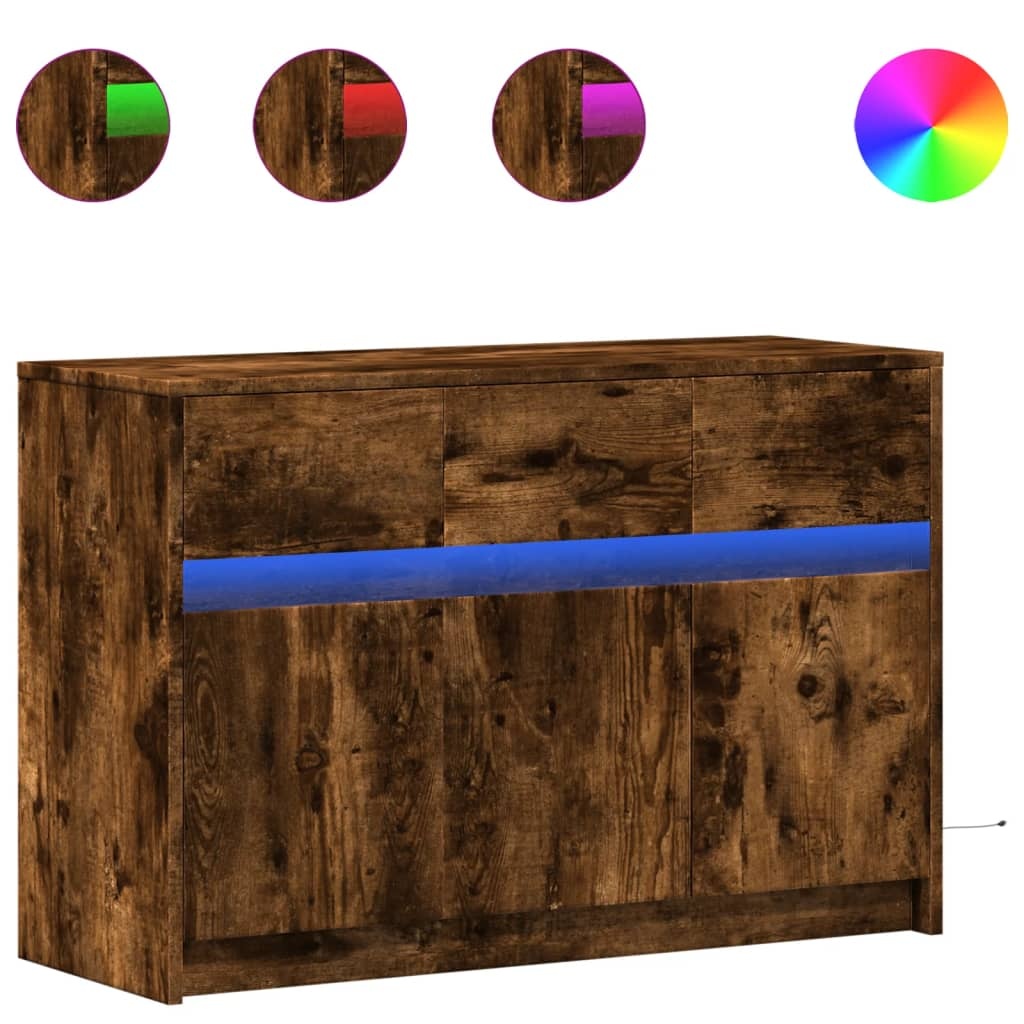 VidaXL Tv-meubel met LED 91x34x61 cm bewerkt hout gerookt eikenkleur