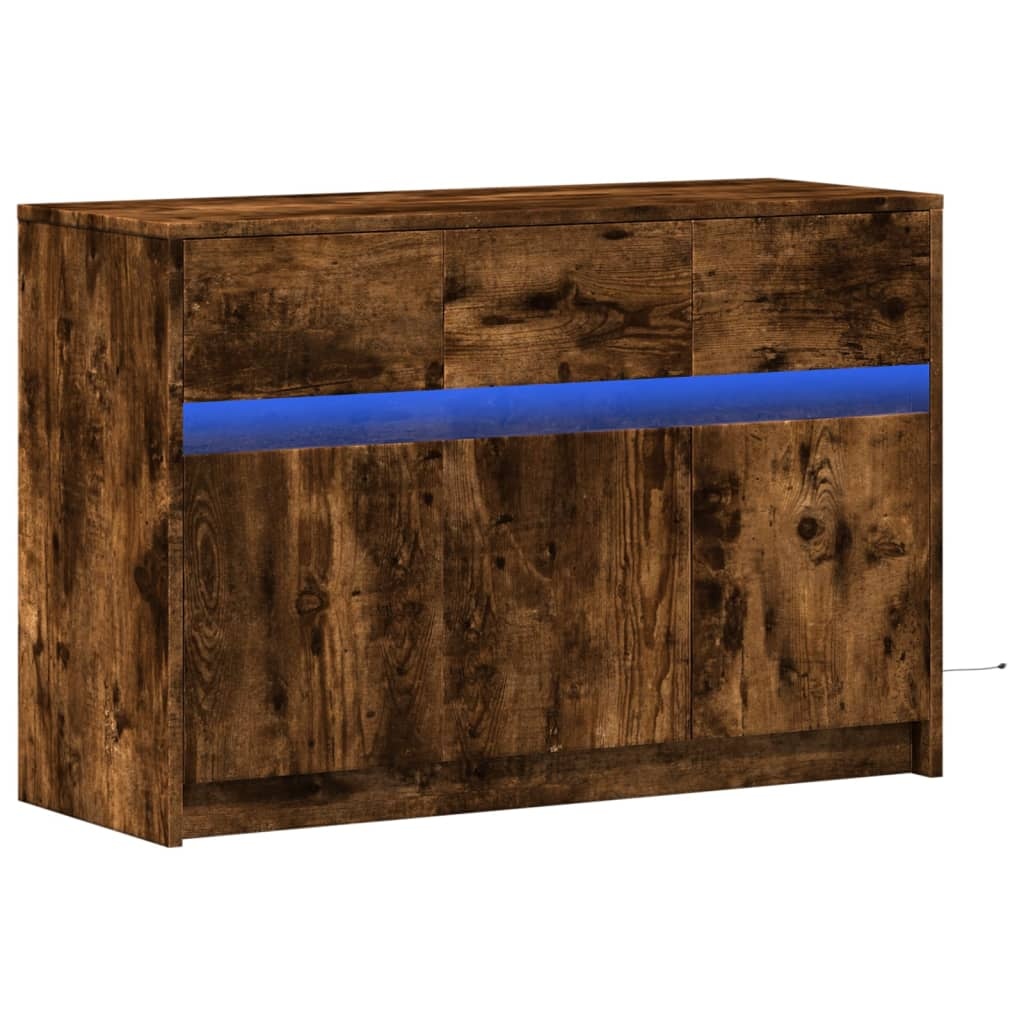 VidaXL Tv-meubel met LED 91x34x61 cm bewerkt hout gerookt eikenkleur