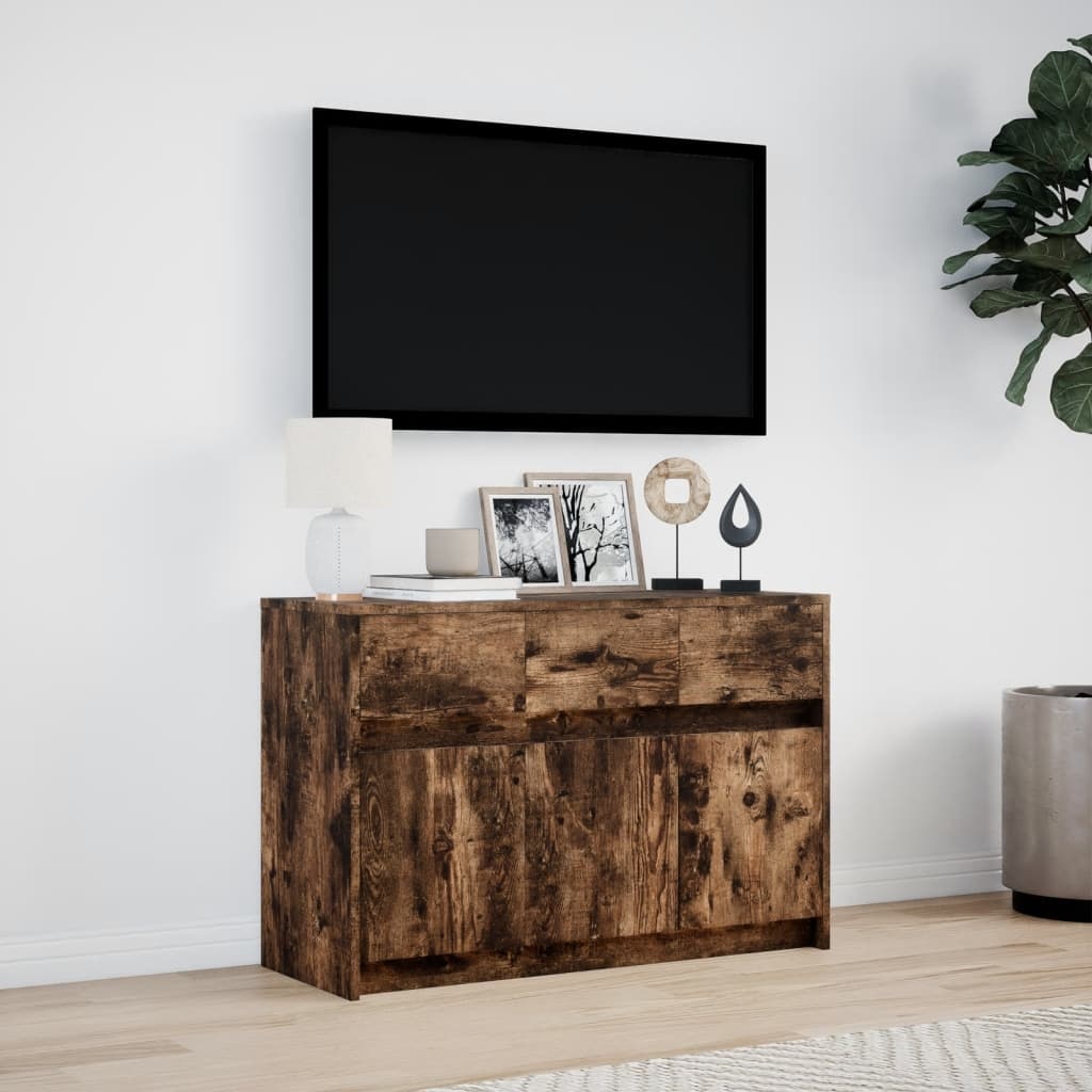 VidaXL Tv-meubel met LED 91x34x61 cm bewerkt hout gerookt eikenkleur