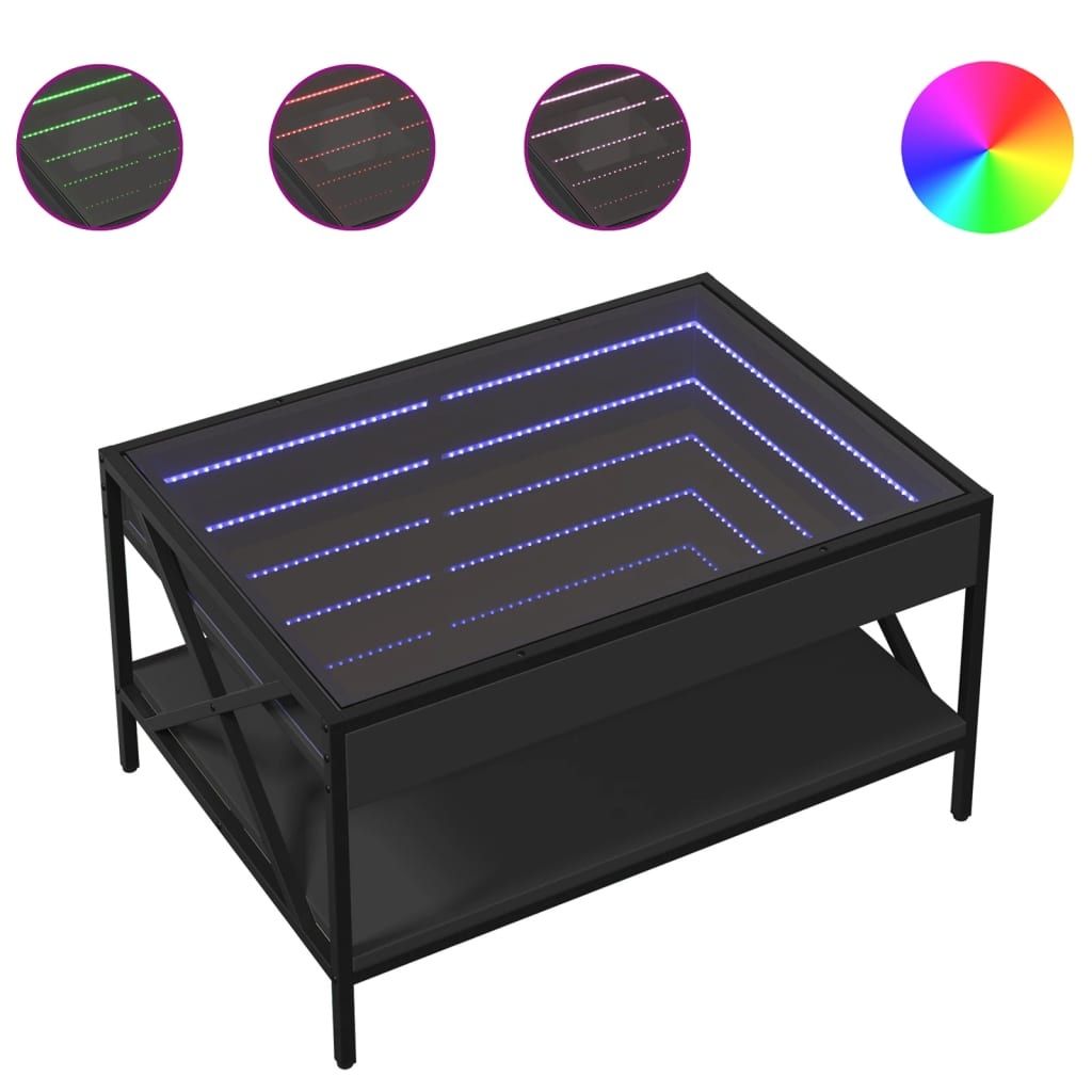 VidaXL Salontafel met Infinity LED 70x50x38 cm zwart
